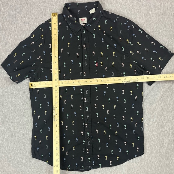 Levi’s Hawaiian Shirt. Black Medium with Palm Trees - Picture 2 of 3